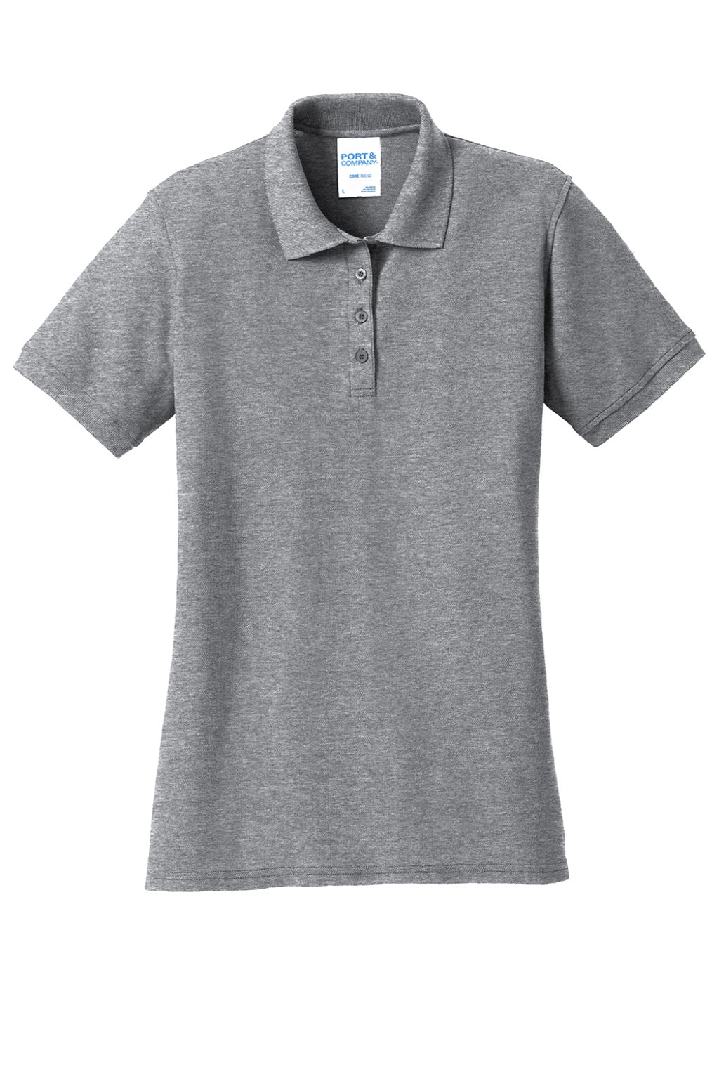 Port & Company LKP155 Womens Core Stain Resistant Short Sleeve Polo Shirt Heather Grey Flat Front