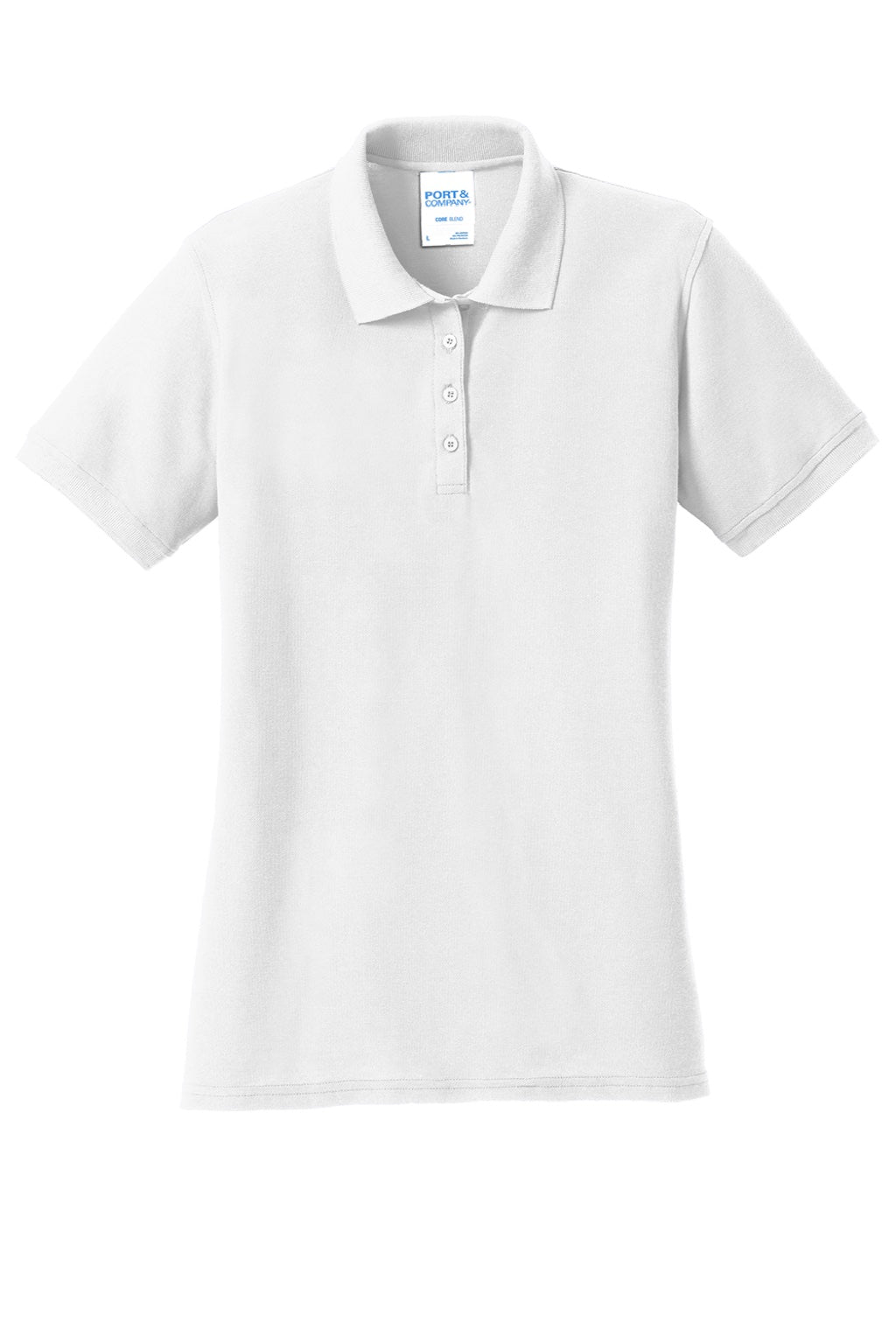 Port & Company LKP155 Womens Core Stain Resistant Short Sleeve Polo Shirt White Flat Front