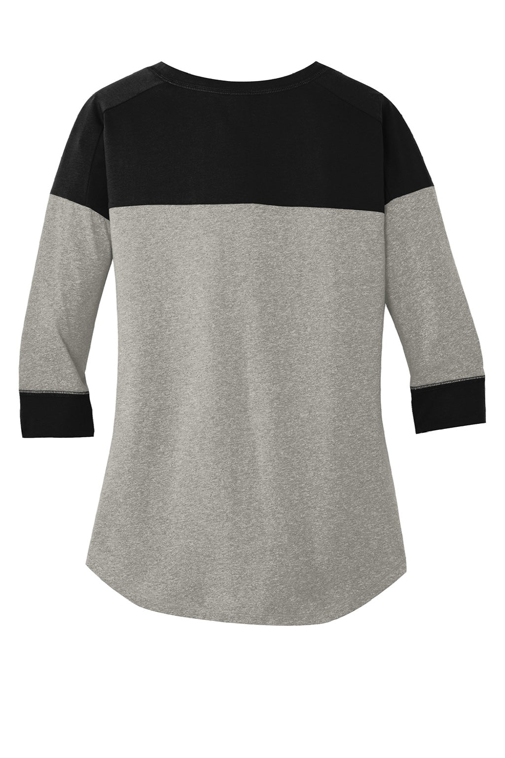 New Era LNEA104 Womens Heritage 3/4 Sleeve Crewneck T-Shirt Heather Rainstorm Grey/Black Flat Back