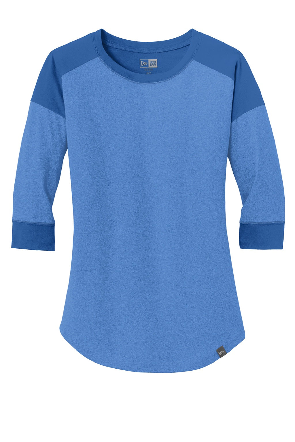 New Era LNEA104 Womens Heritage 3/4 Sleeve Crewneck T-Shirt Heather Royal Blue/Royal Blue Flat Front