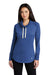 New Era LNEA123 Womens Long Sleeve Cowl Neck T-Shirt Heather Royal Blue Model Front