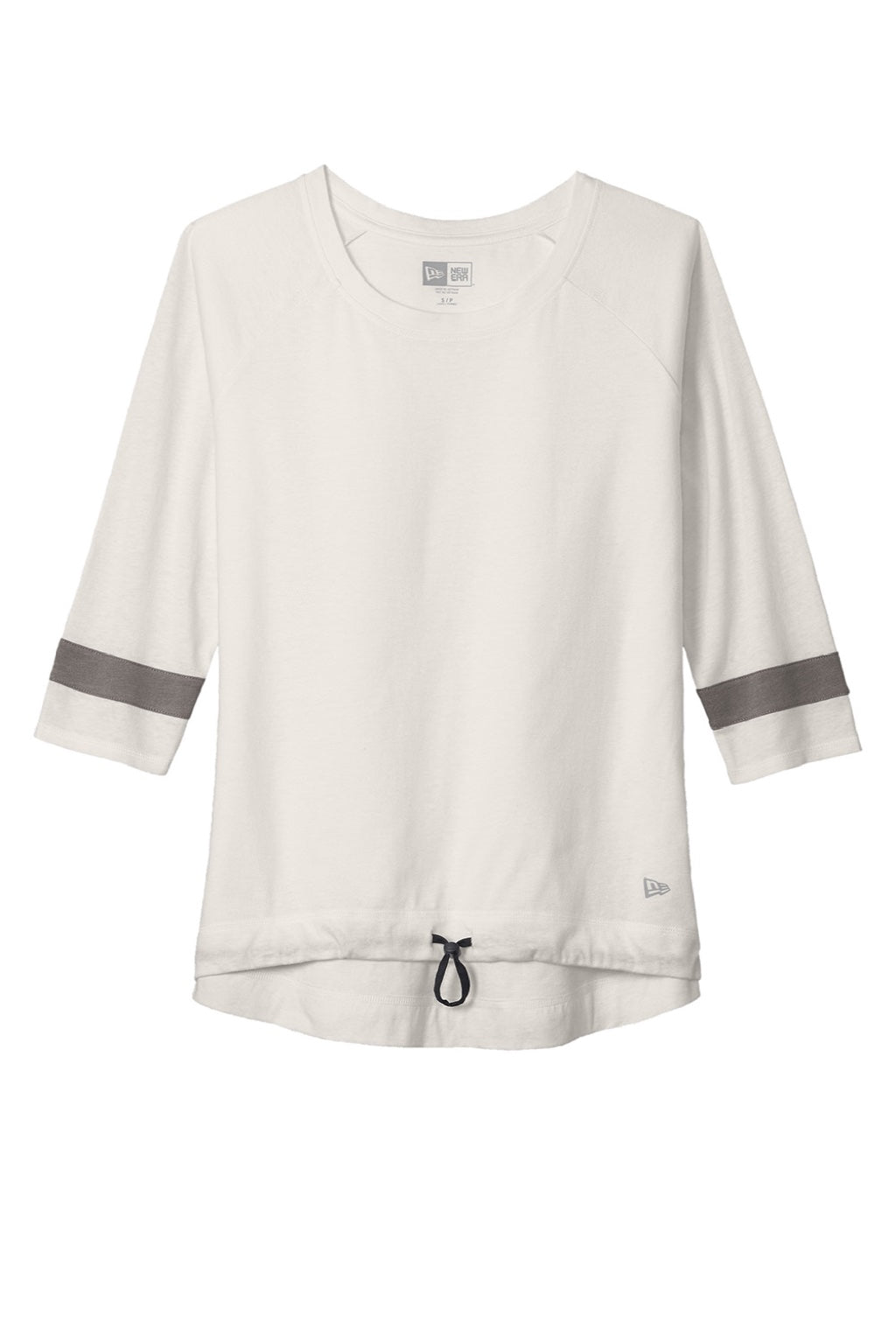 New Era LNEA136 Womens Moisture Wicking 3/4 Sleeve Crewneck T-Shirt White/Shadow Grey Flat Front