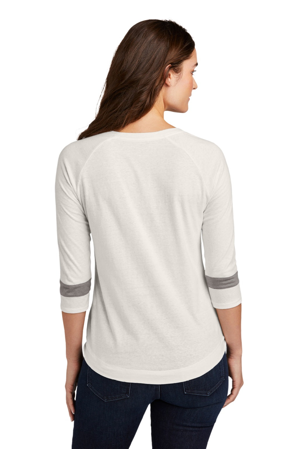 New Era LNEA136 Womens Moisture Wicking 3/4 Sleeve Crewneck T-Shirt White/Shadow Grey Model Back