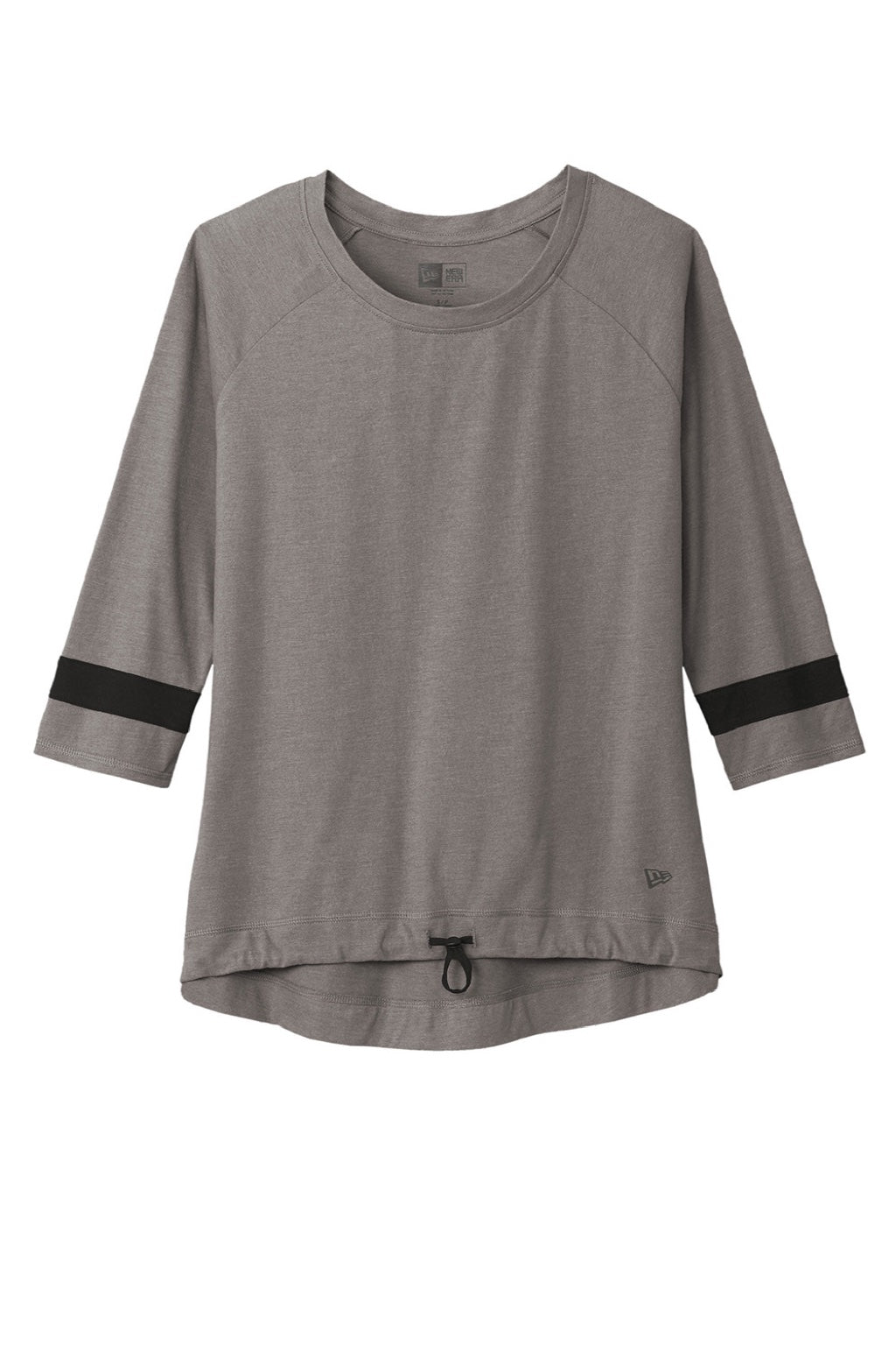 New Era LNEA136 Womens Moisture Wicking 3/4 Sleeve Crewneck T-Shirt Shadow Grey/Black Flat Front