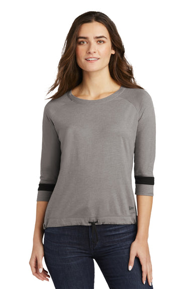 New Era LNEA136 Womens Moisture Wicking 3/4 Sleeve Crewneck T-Shirt Shadow Grey/Black Model Front