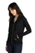New Era LNEA141 Womens Thermal Full Zip Hooded Sweatshirt Hoodie w/ Pockets Black Model 3q