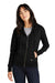 New Era LNEA141 Womens Thermal Full Zip Hooded Sweatshirt Hoodie w/ Pockets Black Model Front