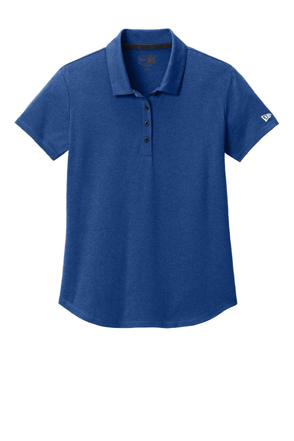 New Era LNEA225 Womens Power Moisture Wicking Short Sleeve Polo Shirt Heather Royal Blue Flat Front
