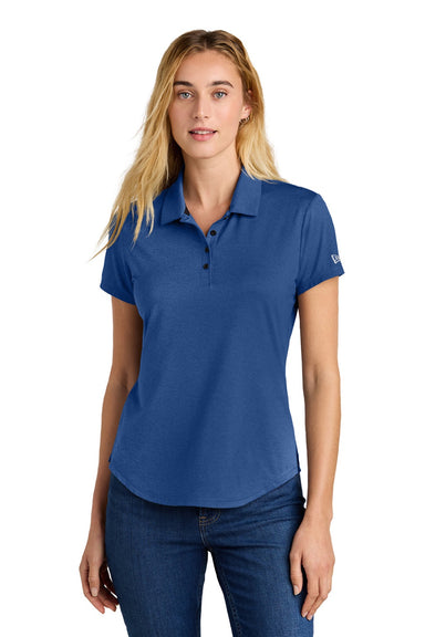 New Era LNEA225 Womens Power Moisture Wicking Short Sleeve Polo Shirt Heather Royal Blue Model Front