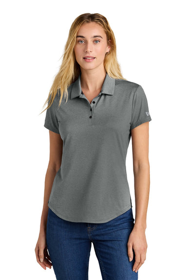 New Era LNEA225 Womens Power Moisture Wicking Short Sleeve Polo Shirt Heather Shadow Grey Model Front