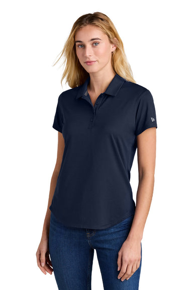 New Era LNEA225 Womens Power Moisture Wicking Short Sleeve Polo Shirt True Navy Blue Model Front