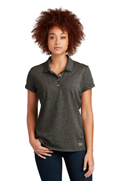New Era LNEA301 Womens Slub Twist Short Sleeve Polo Shirt Black Twist Model Front
