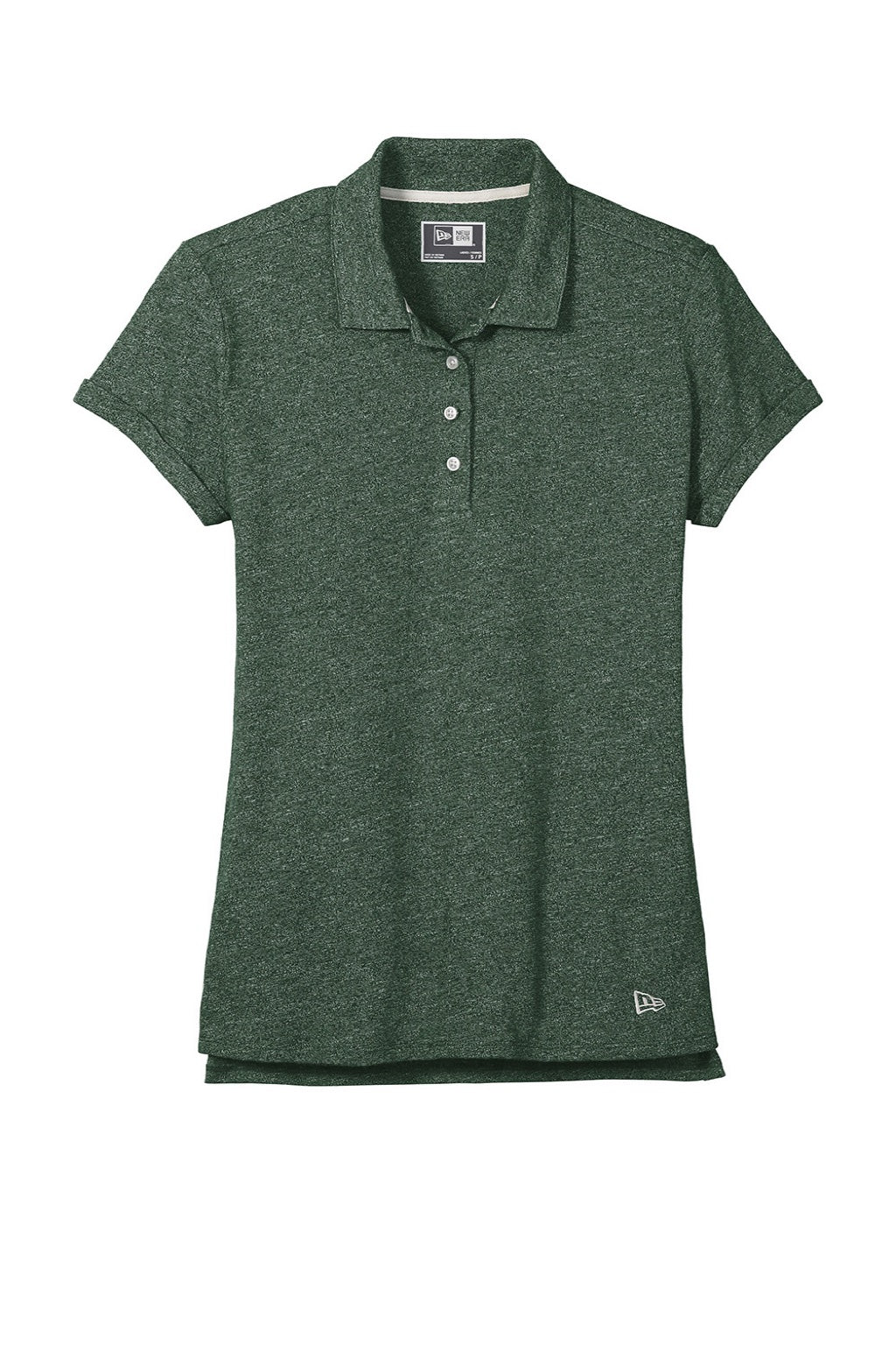 New Era LNEA301 Womens Slub Twist Short Sleeve Polo Shirt Dark Green Twist Flat Front