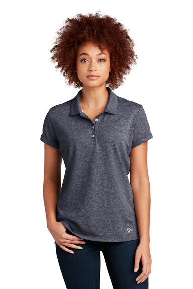 New Era LNEA301 Womens Slub Twist Short Sleeve Polo Shirt True Navy Blue Twist Model Front
