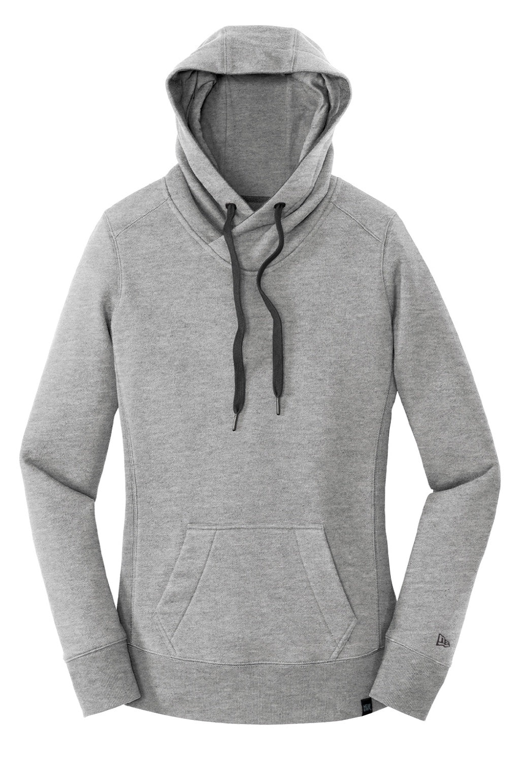 New Era LNEA500 Womens Sueded French Terry Hooded Sweatshirt Hoodie w/ Pouch Pocket Light Graphite Grey Twist Flat Front