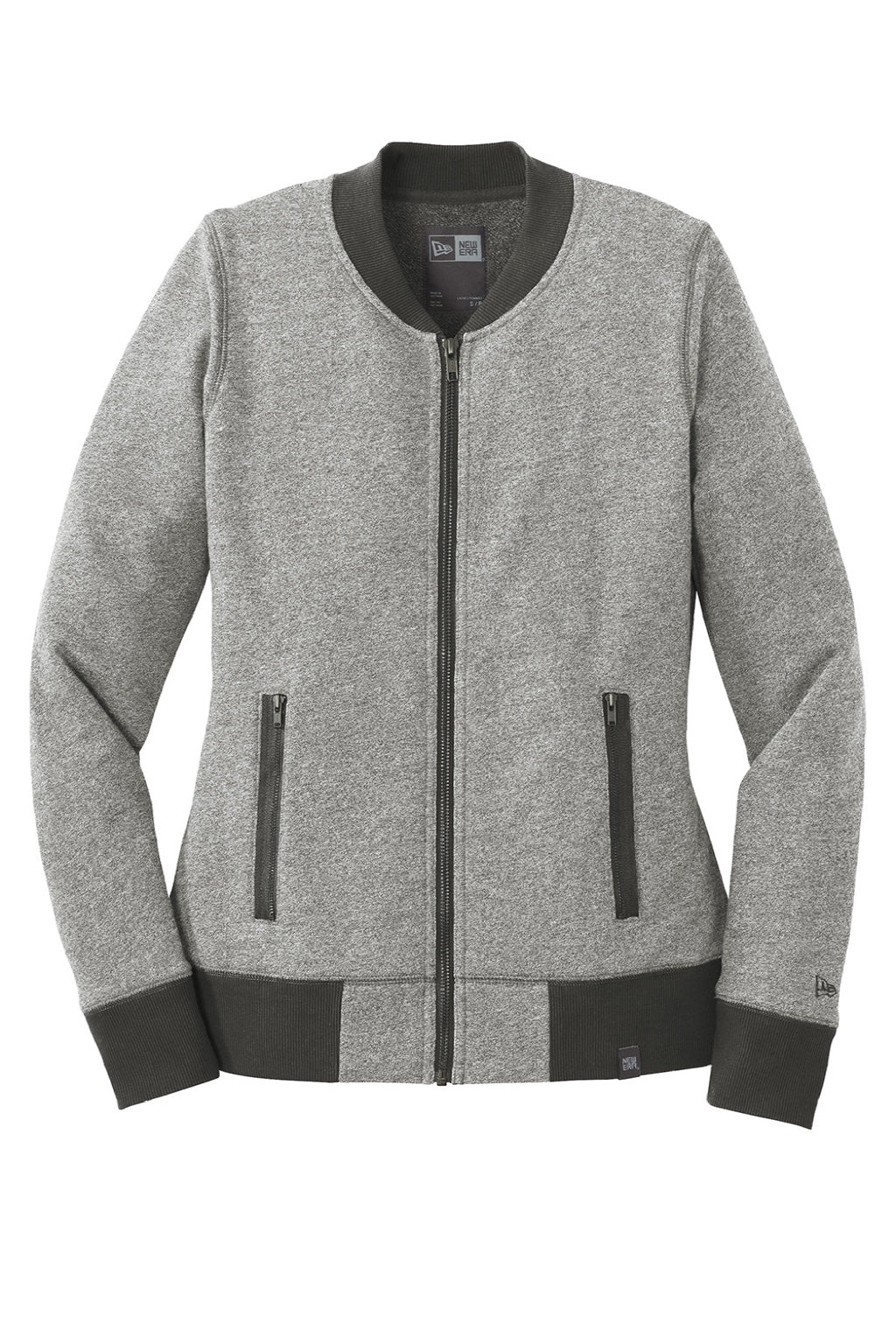 New Era LNEA503 Womens Sueded French Terry Full Zip Jacket Light Graphite Grey Twist/Graphite Grey Flat Front
