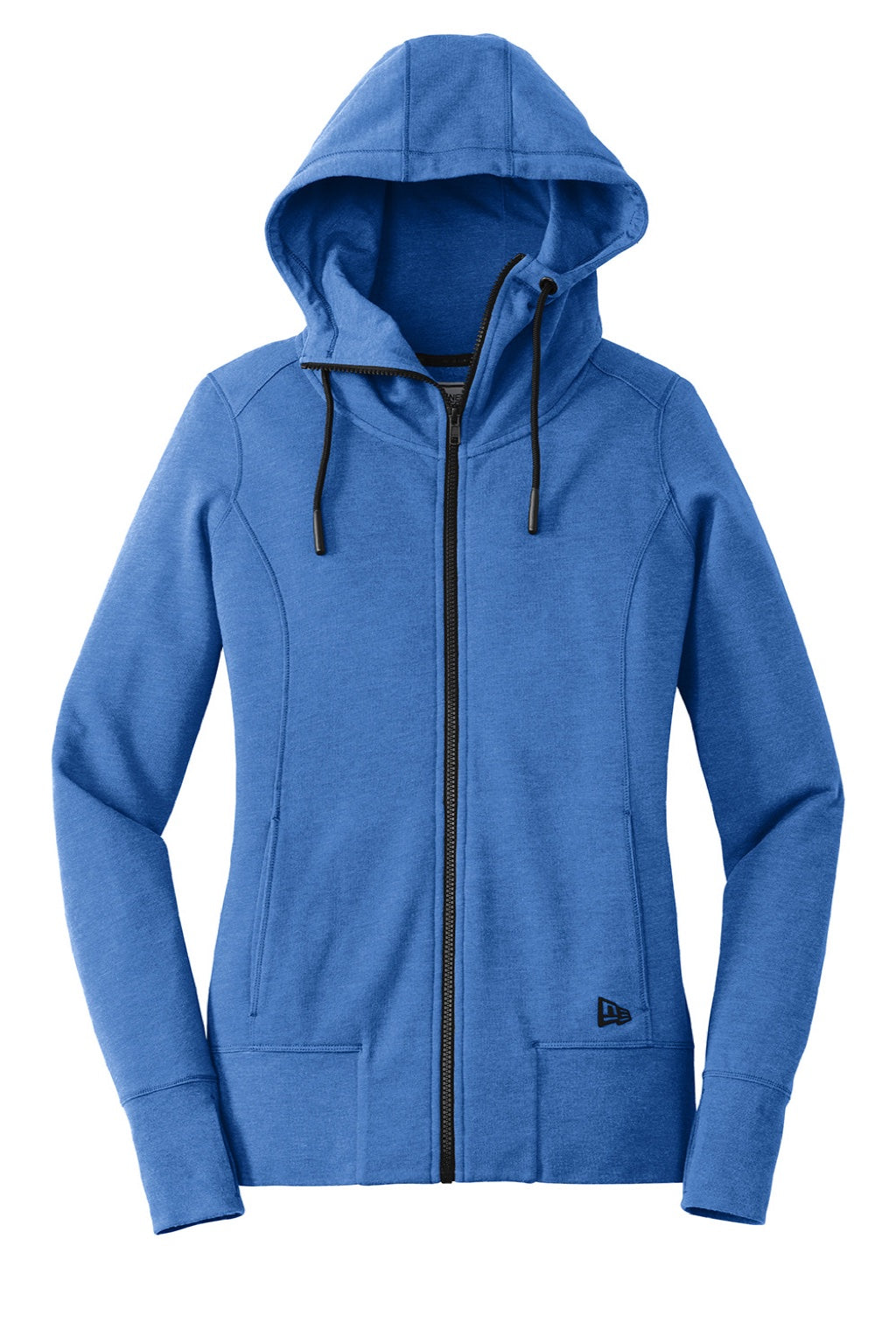 New Era LNEA511 Womens Fleece Full Zip Hooded Sweatshirt Hoodie w/ Pockets Heather Royal Blue Flat Front