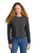 New Era LNEA514 Womens Fleece Crop Crewneck Sweatshirt Heather Black Model Front