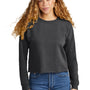 New Era Womens Fleece Crop Crewneck Sweatshirt - Heather Black