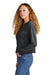 New Era LNEA514 Womens Fleece Crop Crewneck Sweatshirt Heather Black Model Side