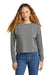 New Era LNEA514 Womens Fleece Crop Crewneck Sweatshirt Heather Shadow Grey Model Front