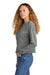 New Era LNEA514 Womens Fleece Crop Crewneck Sweatshirt Heather Shadow Grey Model Side