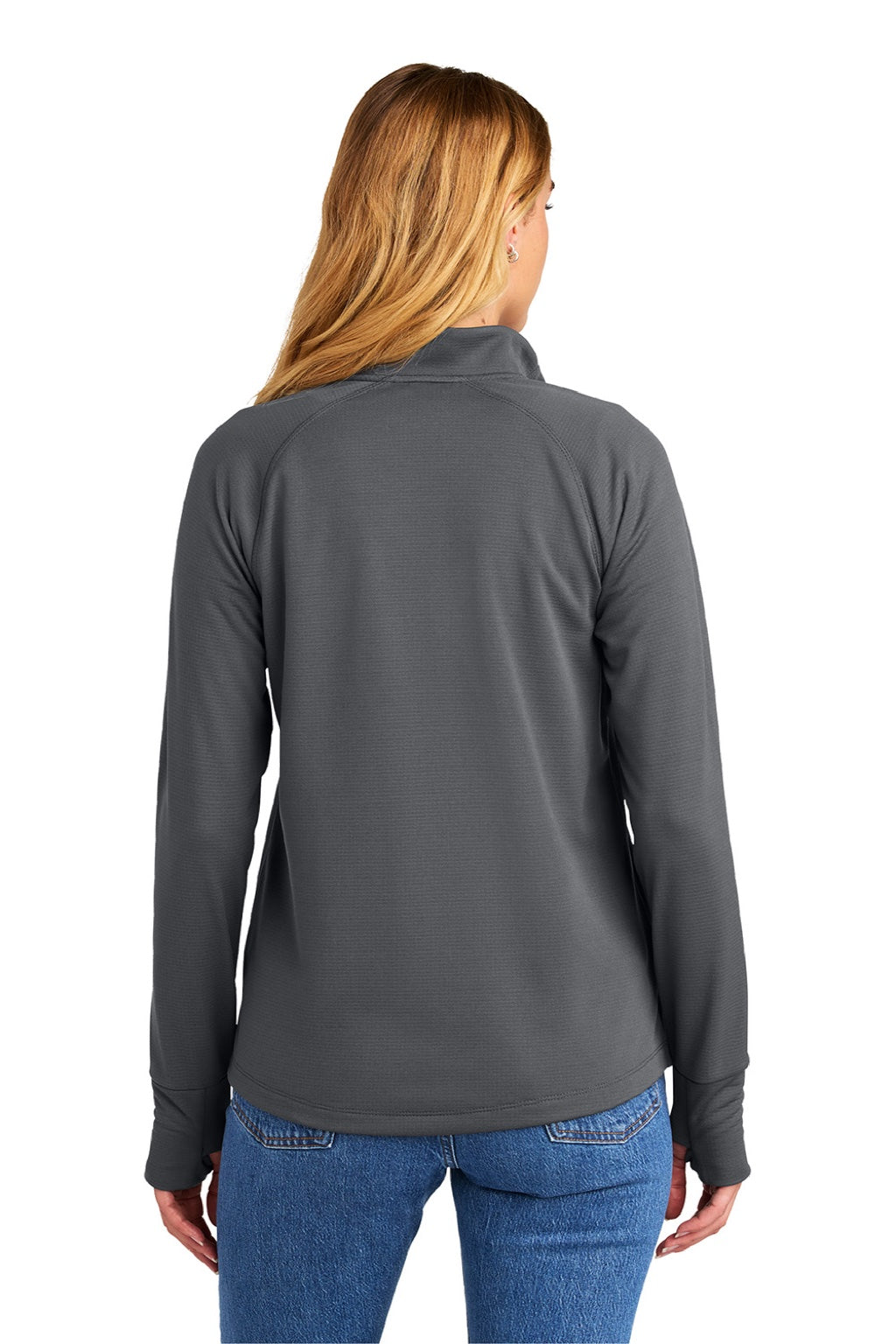 New Era LNEA515 Womens Stand Out 1/4 Zip Sweatshirt Graphite Grey Model Back