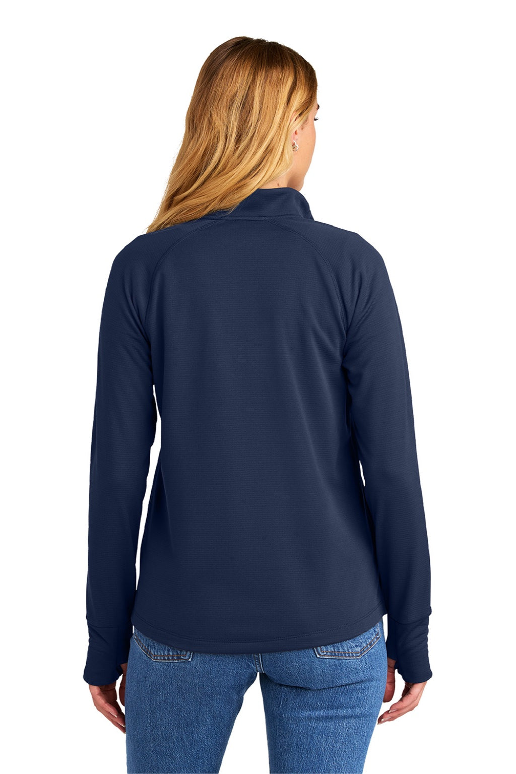 New Era LNEA515 Womens Stand Out 1/4 Zip Sweatshirt True Navy Blue Model Back