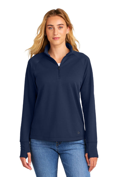 New Era LNEA515 Womens Stand Out 1/4 Zip Sweatshirt True Navy Blue Model Front