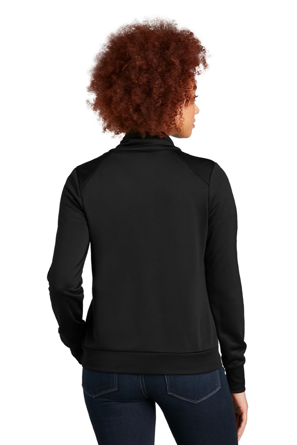 New Era LNEA530 Womens Performance Terry Full Zip Sweatshirt w/ Pockets Black Model Back
