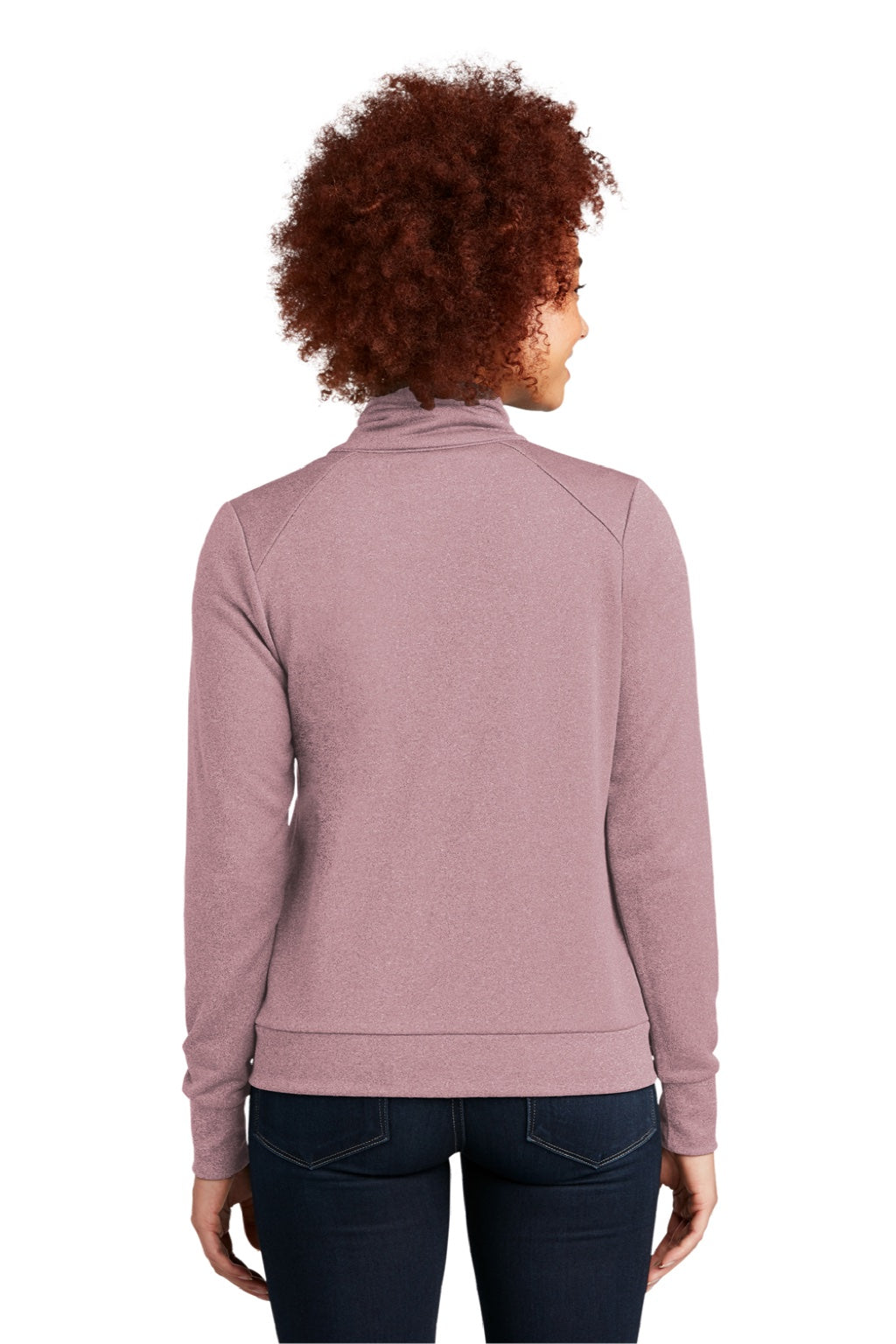 New Era LNEA530 Womens Performance Terry Full Zip Sweatshirt w/ Pockets Heather Dusty Mauve Model Back