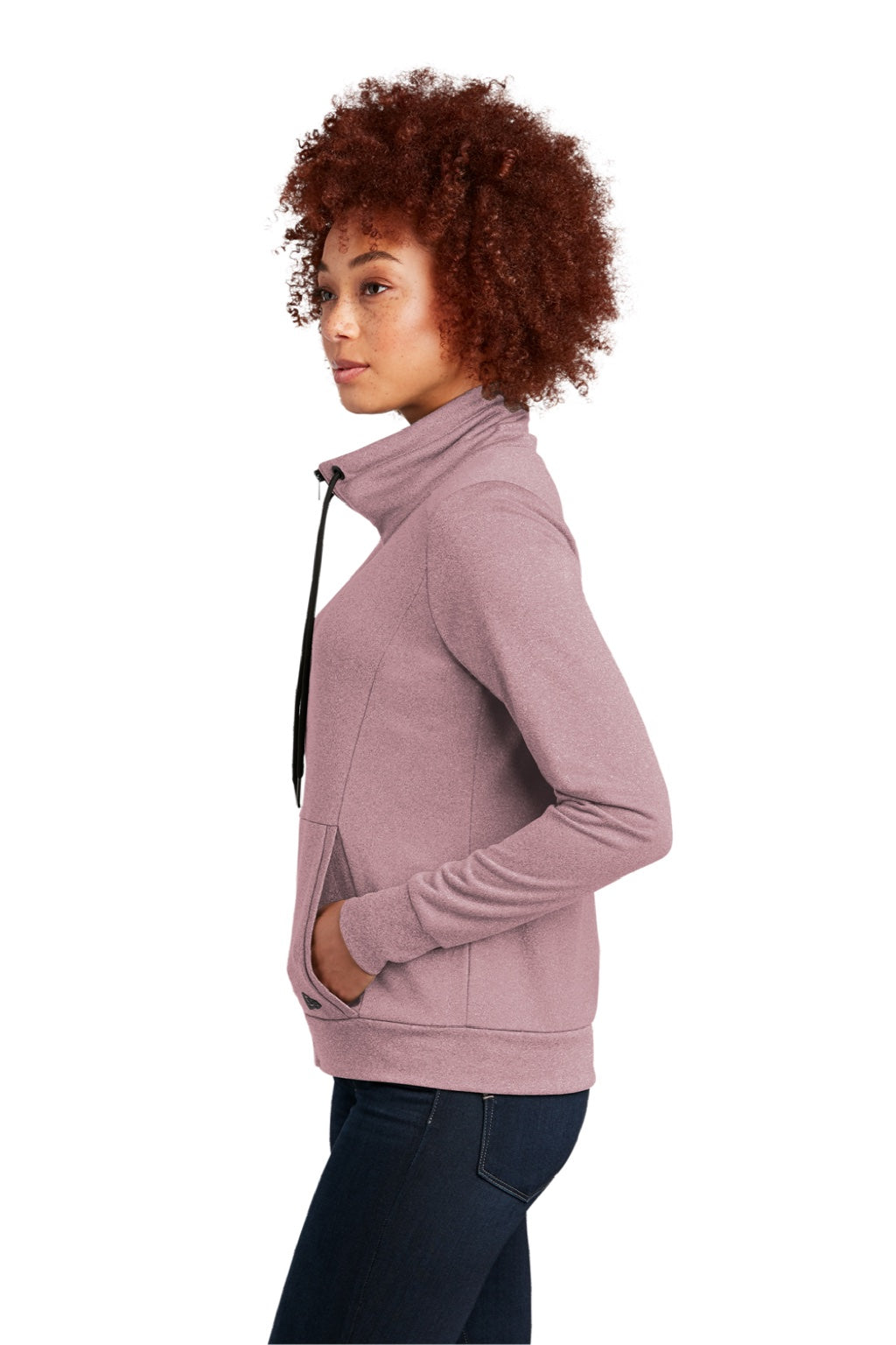 New Era LNEA530 Womens Performance Terry Full Zip Sweatshirt w/ Pockets Heather Dusty Mauve Model Side
