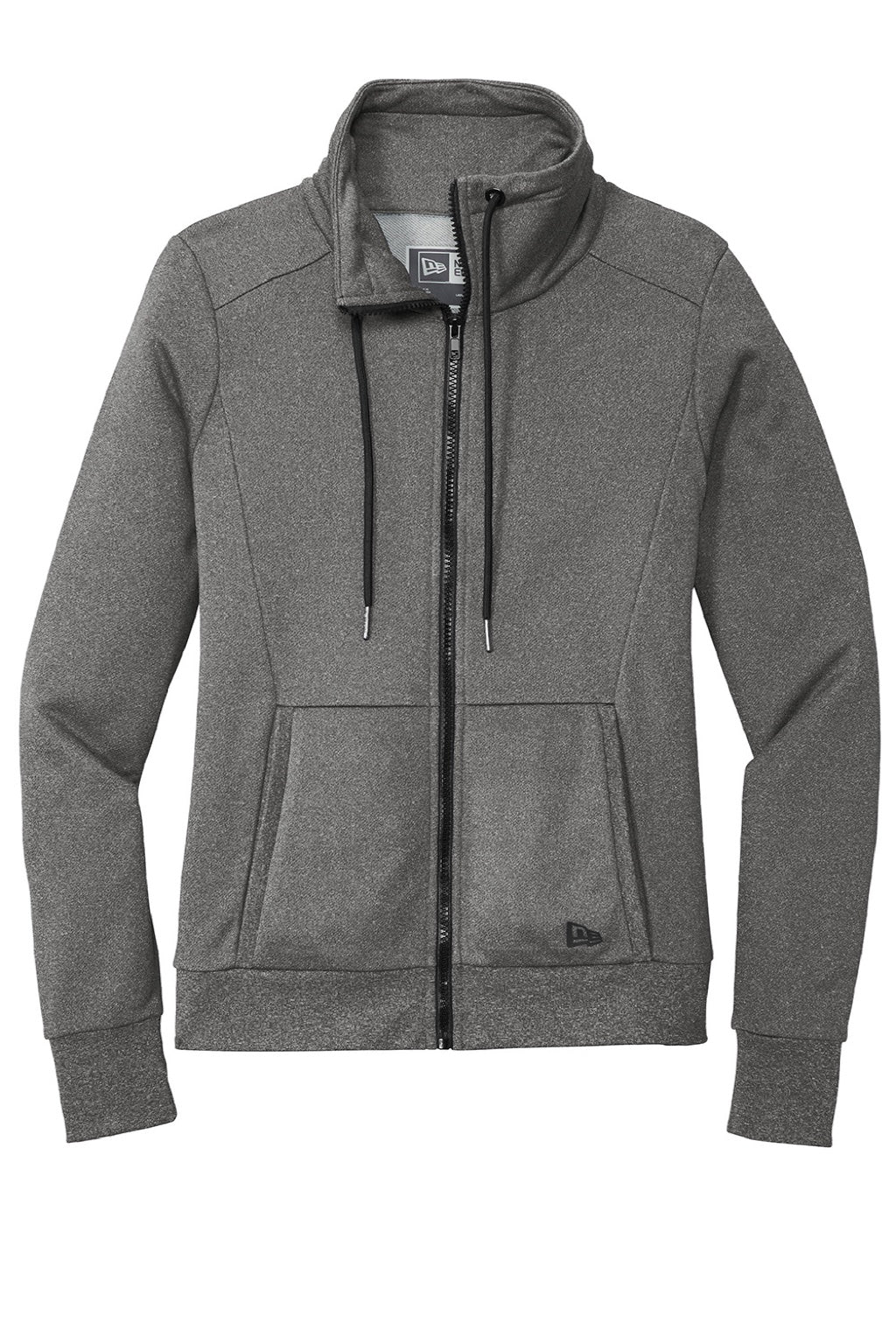 New Era LNEA530 Womens Performance Terry Full Zip Sweatshirt w/ Pockets Heather Graphite Grey Flat Front