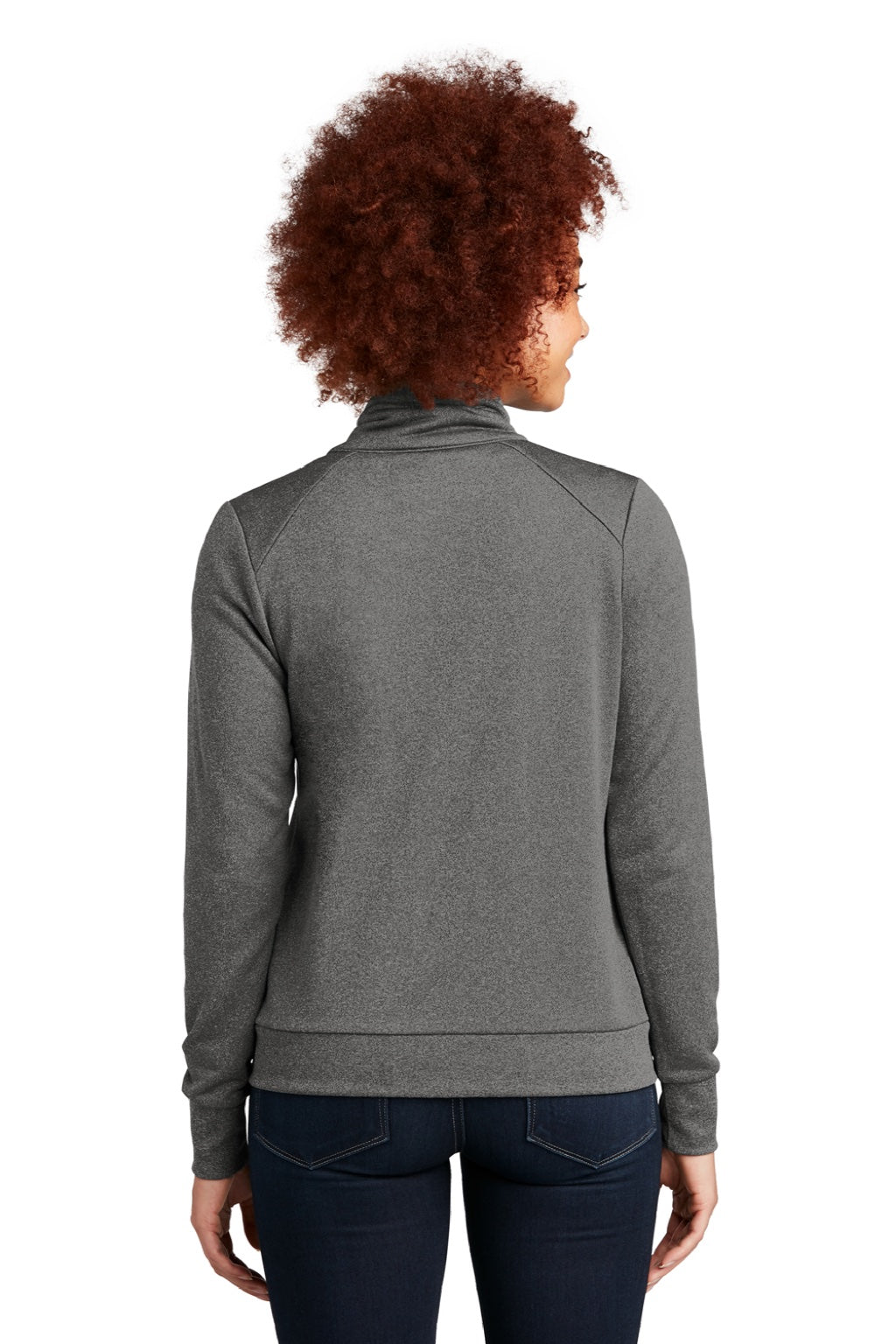 New Era LNEA530 Womens Performance Terry Full Zip Sweatshirt w/ Pockets Heather Graphite Grey Model Back
