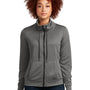 New Era Womens Performance Terry Full Zip Sweatshirt w/ Pockets - Heather Graphite Grey