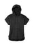 New Era LNEA533 Womens Performance Terry Short Sleeve Hooded Sweatshirt Hoodie w/ Pouch Pocket Black Flat Front