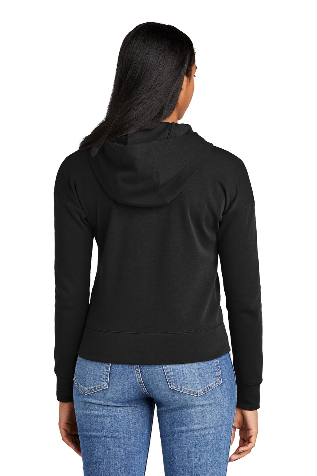 New Era LNEA540 Womens STS Full Zip Hooded Sweatshirt Hoodie w/ Pockets Black Model Back