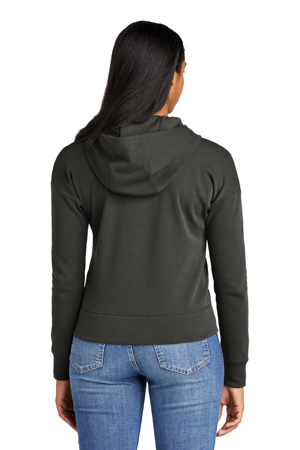 New Era LNEA540 Womens STS Full Zip Hooded Sweatshirt Hoodie w/ Pockets Graphite Grey Model Back