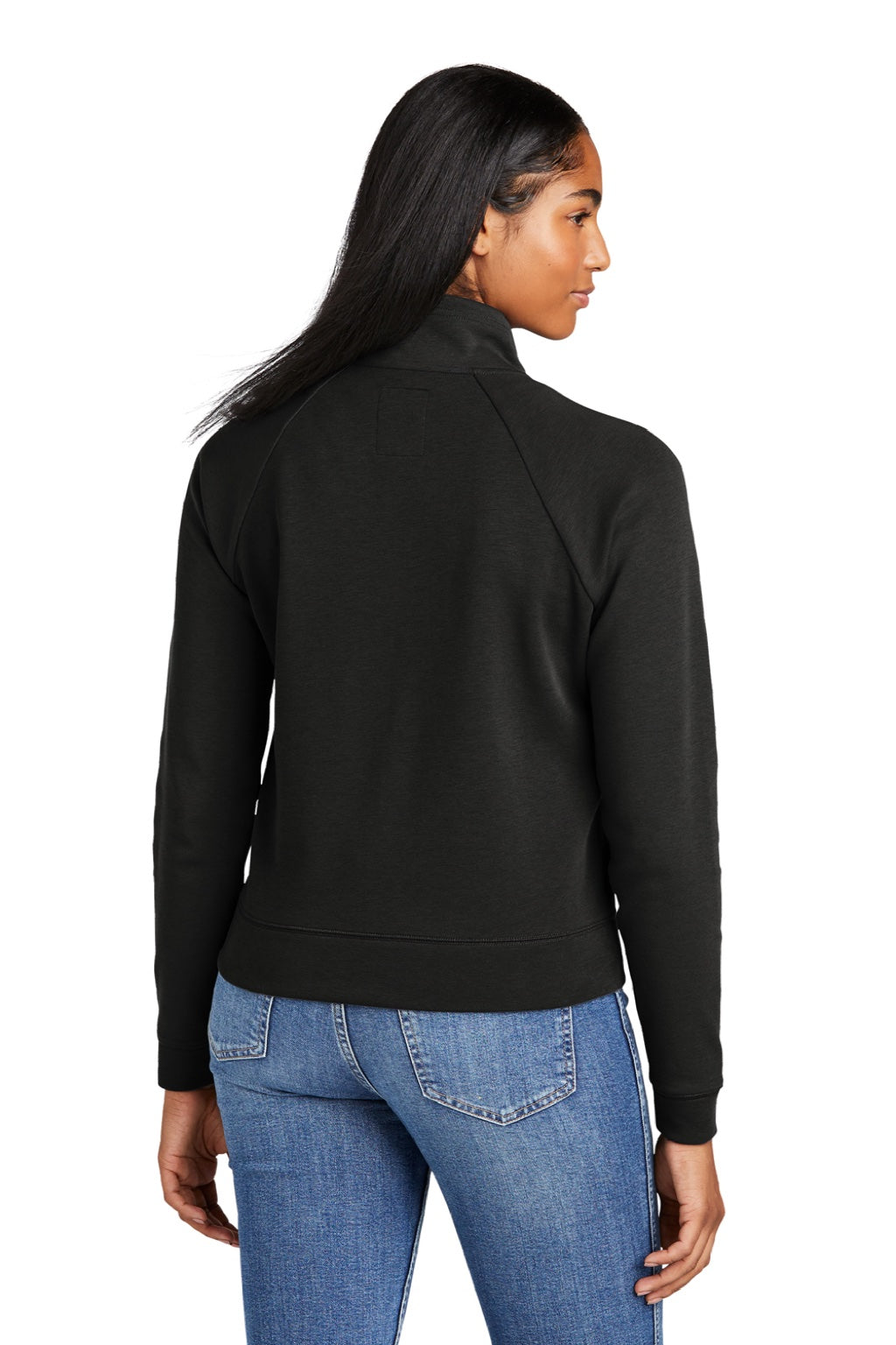 New Era LNEA541 Womens STS 1/4 Zip Sweatshirt w/ Pouch Pocket Black Model Back