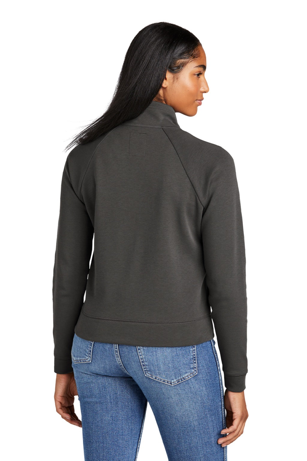 New Era LNEA541 Womens STS 1/4 Zip Sweatshirt w/ Pouch Pocket Graphite Grey Model Back