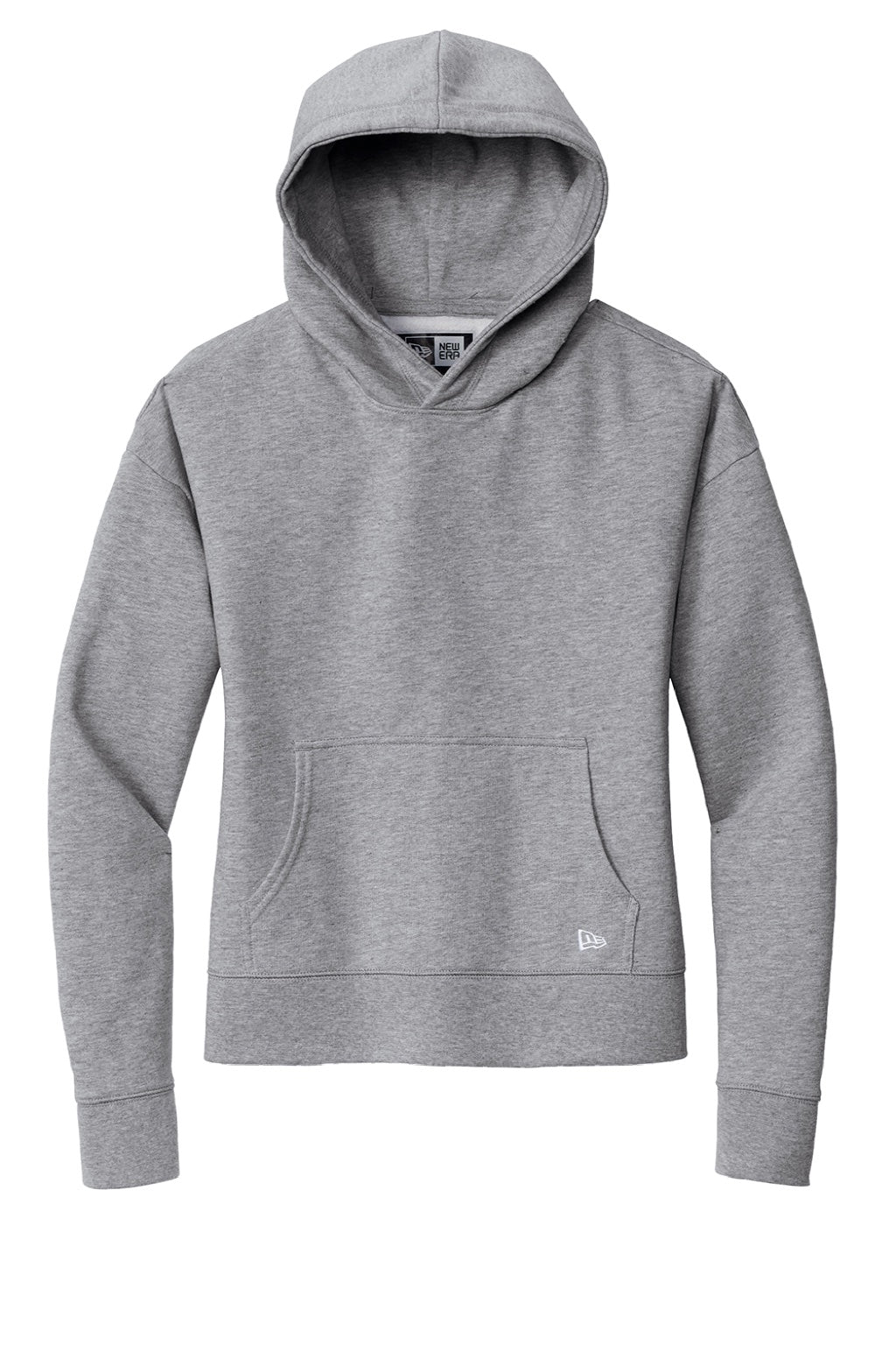 New Era LNEA550 Womens Comeback Fleece Hooded Sweatshirt Hoodie w/ Pouch Pocket Heather Grey Flat Front