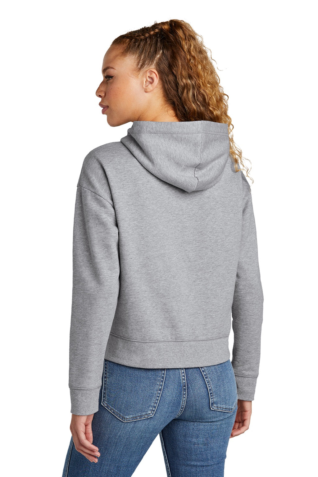 New Era LNEA550 Womens Comeback Fleece Hooded Sweatshirt Hoodie w/ Pouch Pocket Heather Grey Model Back