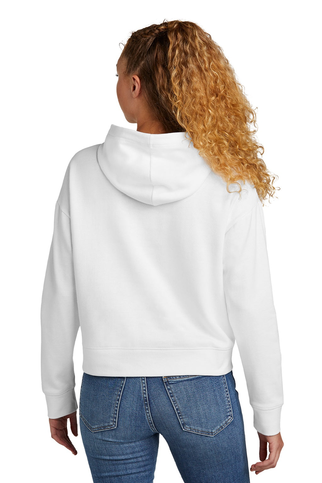 New Era LNEA550 Womens Comeback Fleece Hooded Sweatshirt Hoodie w/ Pouch Pocket White Model Back