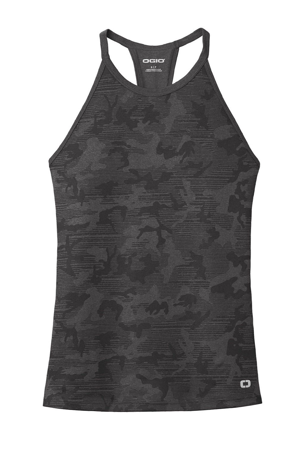 Ogio LOE323 Womens Endurance Pulse Phantom Moisture Wicking Tank Top Blacktop Camo Flat Front