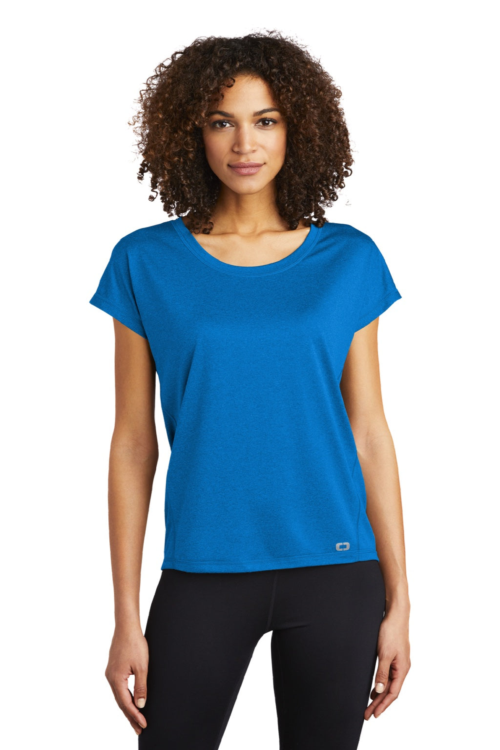Ogio LOE324 Womens Endurance Pulse Moisture Wicking Short Sleeve Crewneck T-Shirt Electric Blue Model Front