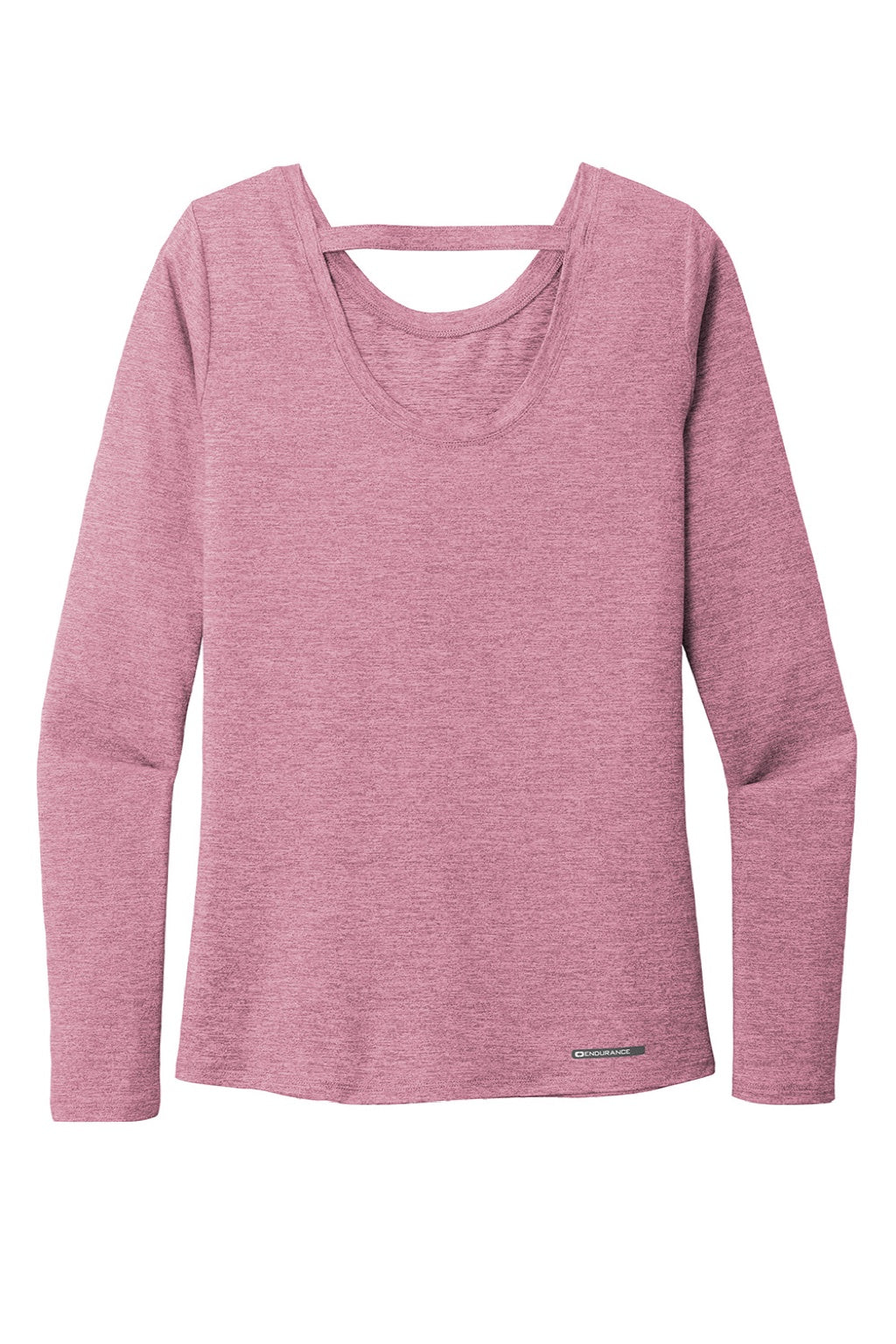 Ogio LOE340 Womens Endurance Force Moisture Wicking Long Sleeve Crewneck T-Shirt Heather Lilac Pink Flat Back