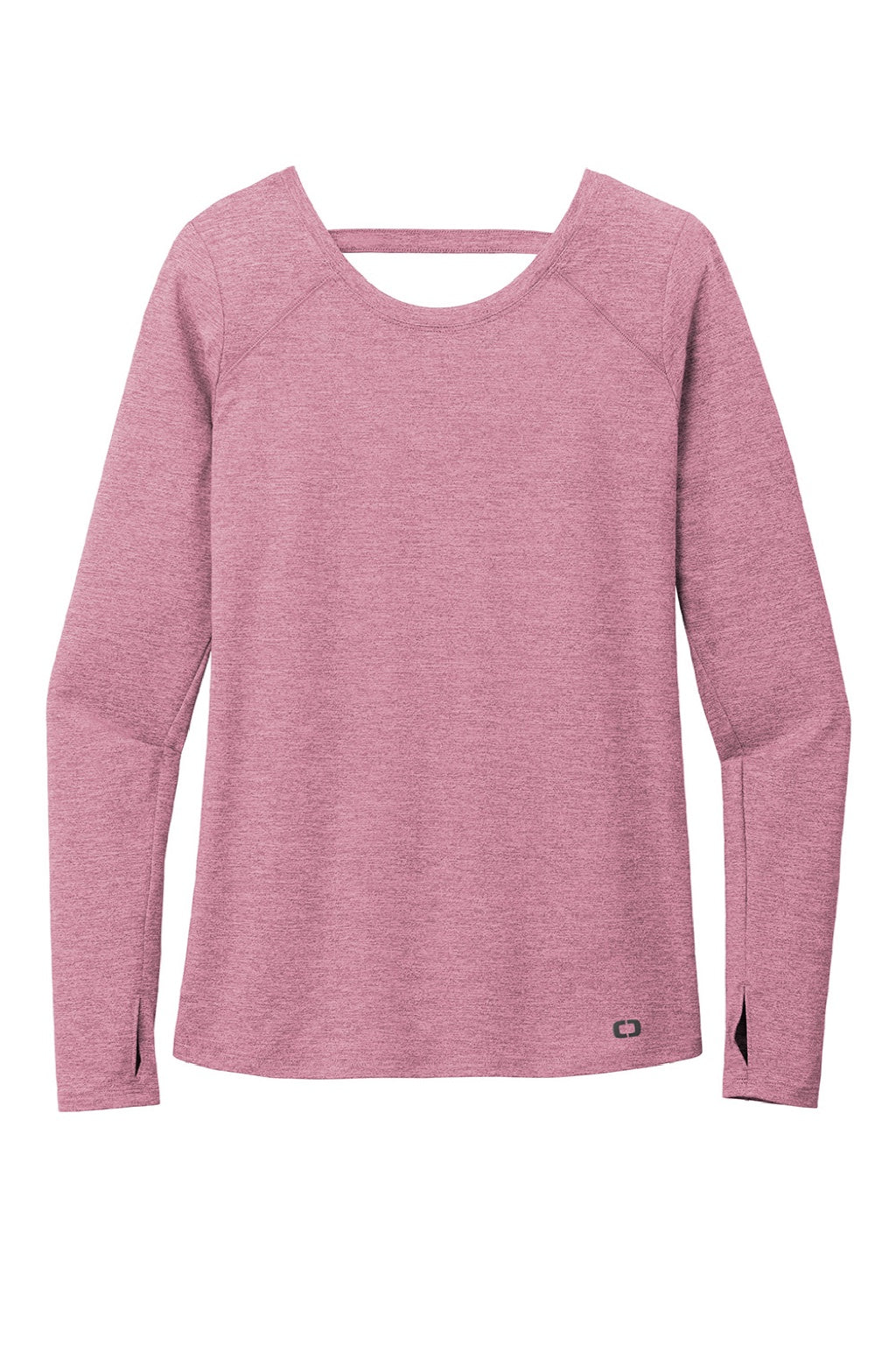 Ogio LOE340 Womens Endurance Force Moisture Wicking Long Sleeve Crewneck T-Shirt Heather Lilac Pink Flat Front