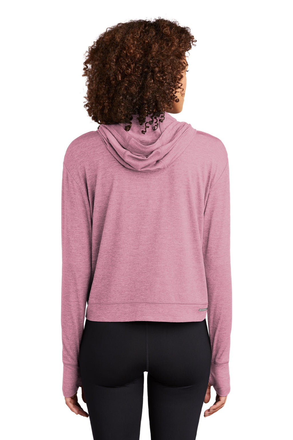 Ogio LOE342 Womens Endurance Force Moisture Wicking Hooded Sweatshirt Hoodie Heather Lilac Pink Model Back