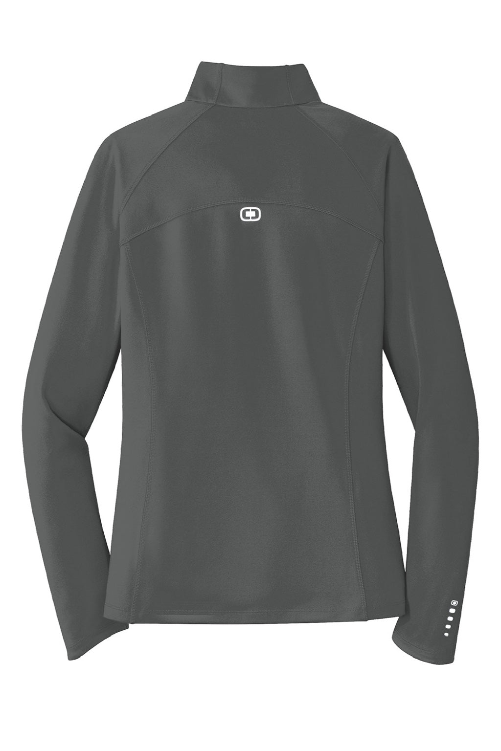 Ogio LOE551 Womens Endurance Radius Moisture Wicking Full Zip Sweatshirt w/ Pockets Gear Grey Flat Back