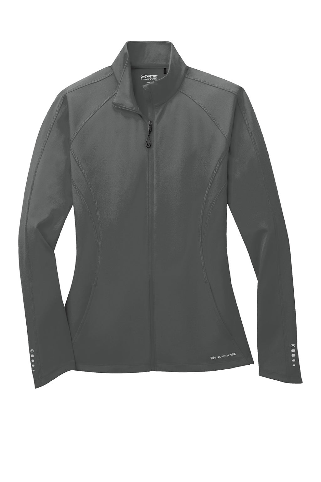 Ogio LOE551 Womens Endurance Radius Moisture Wicking Full Zip Sweatshirt w/ Pockets Gear Grey Flat Front